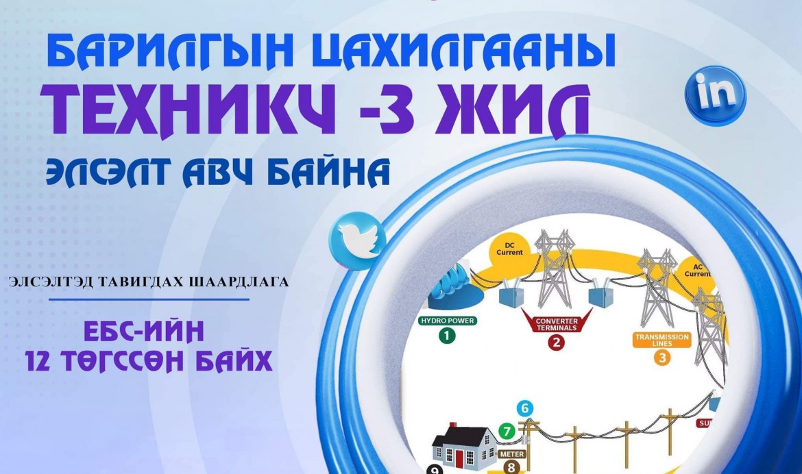 ЦАХИЛГААН ТЕХНИКЧИЙН 3 ЖИЛИЙН АНГИД НЭМЭЛТ ЭЛСЭЛТ АВЧ БАЙНА.